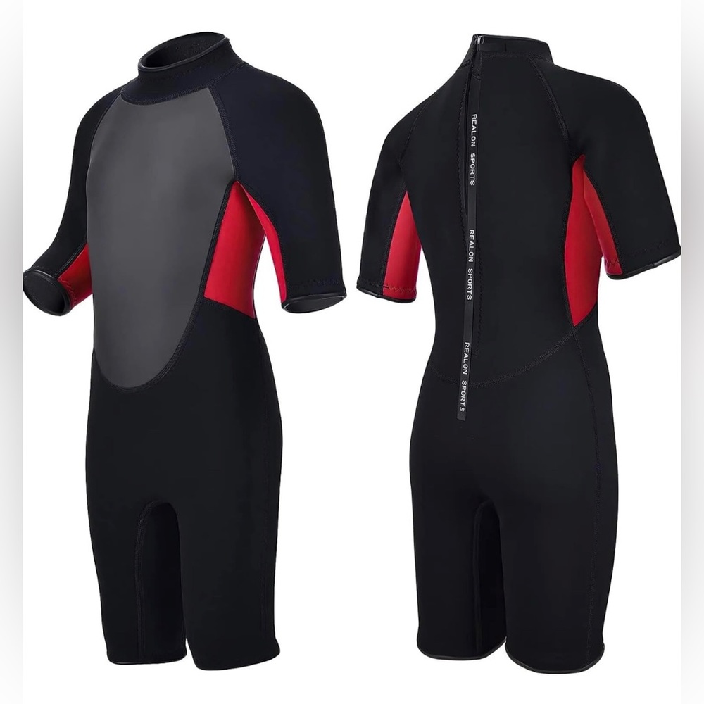 REALON Kids Wetsuit for Boys Girls, Neoprene Full Wet Suits 3mm  Back Zip size M